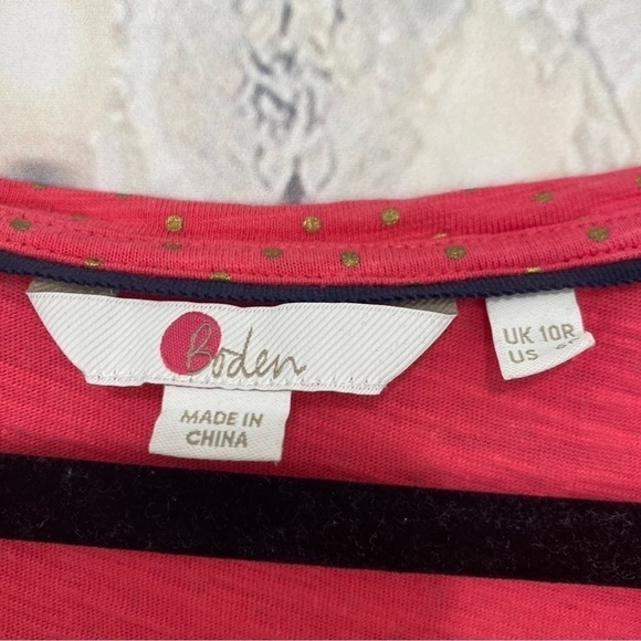 Boden Size 6 Reg Melissa Jersey Knit Polka Dot Dress Strawberry Pink Gold EUC - Picture 7 of 8